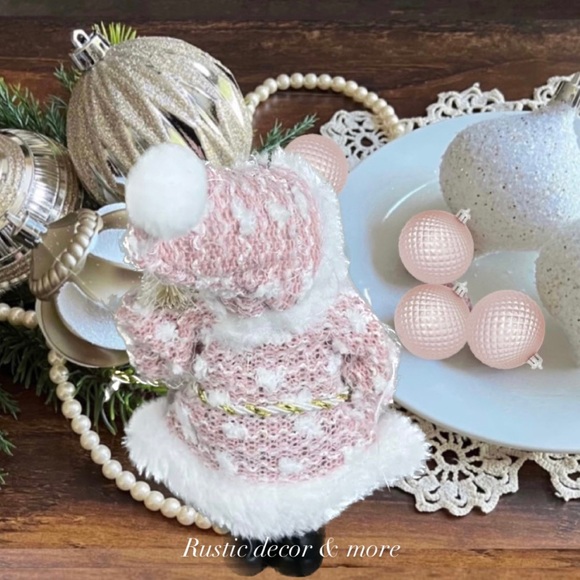 Santa Clause Pink 6” Christmas Ornament Plastic & Fabric - Picture 2 of 2